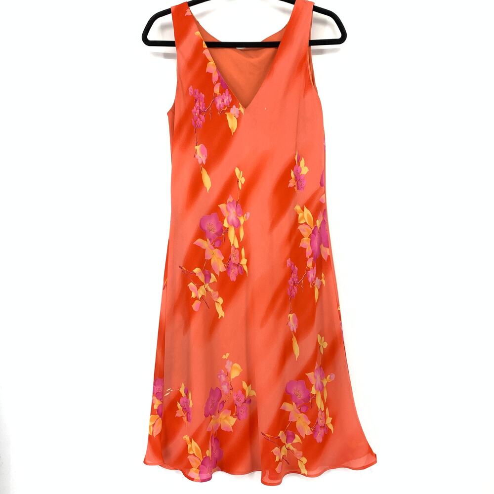 Vintage Y2K Alyn Paige A-Line Dress Womens Sz L Sleeveless Tropical Floral Print - Picture 2 of 8